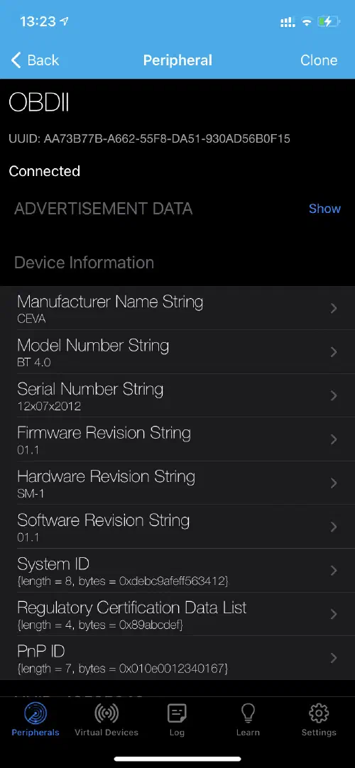 ELM327 Bluetooth info